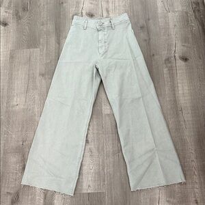 Zara High-Rise Wide-Leg Jeans in Light Sage